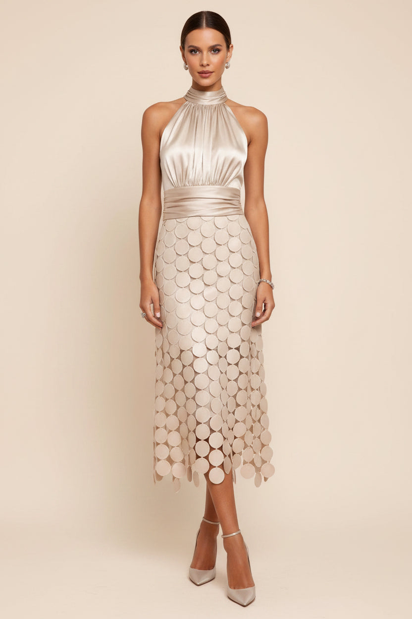 Satin Ruched Midi Dress