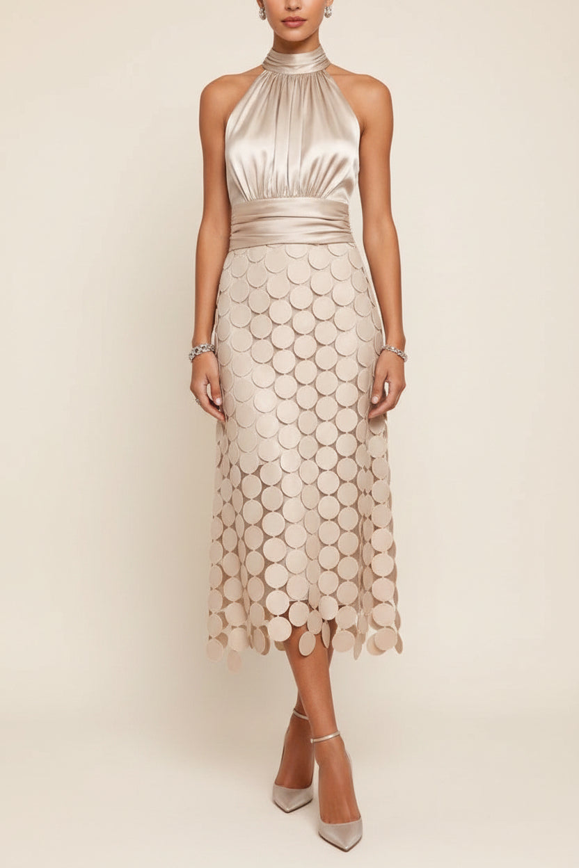 Satin Ruched Midi Dress