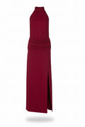Halter Tie Backless Slit Bodycon Maxi Dress