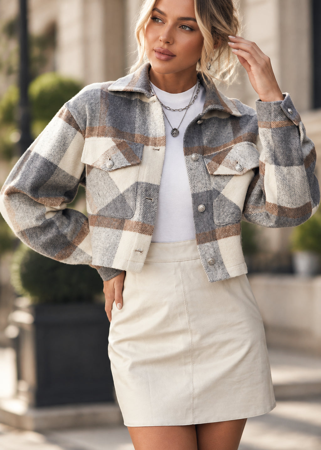 Fall Winter Lapels Single Breasted Shacket Office Women Clothing Woolen Short Coat