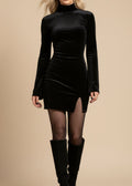 Turtleneck Split-Hem Bodycon Mini Dress