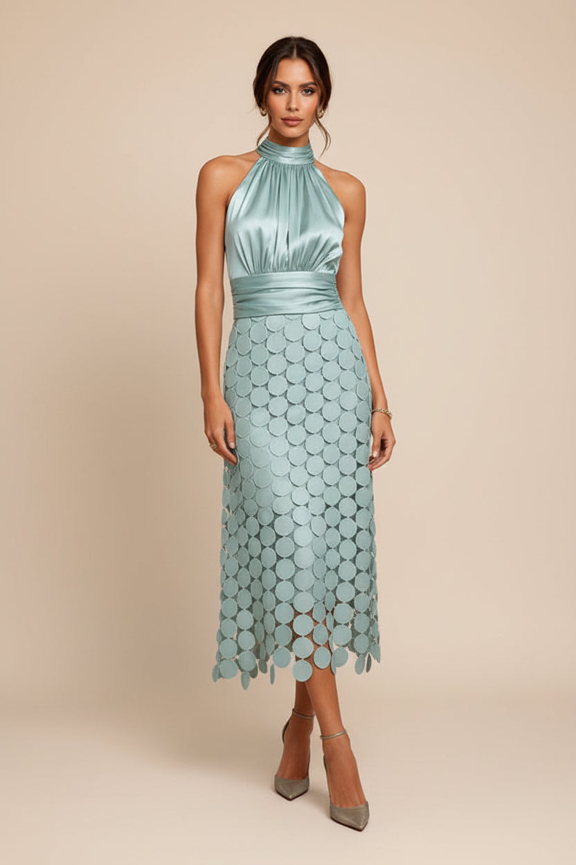 Satin Ruched Midi Dress