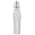 White Halter Lace-Up Backless Cutout Maxi Dress