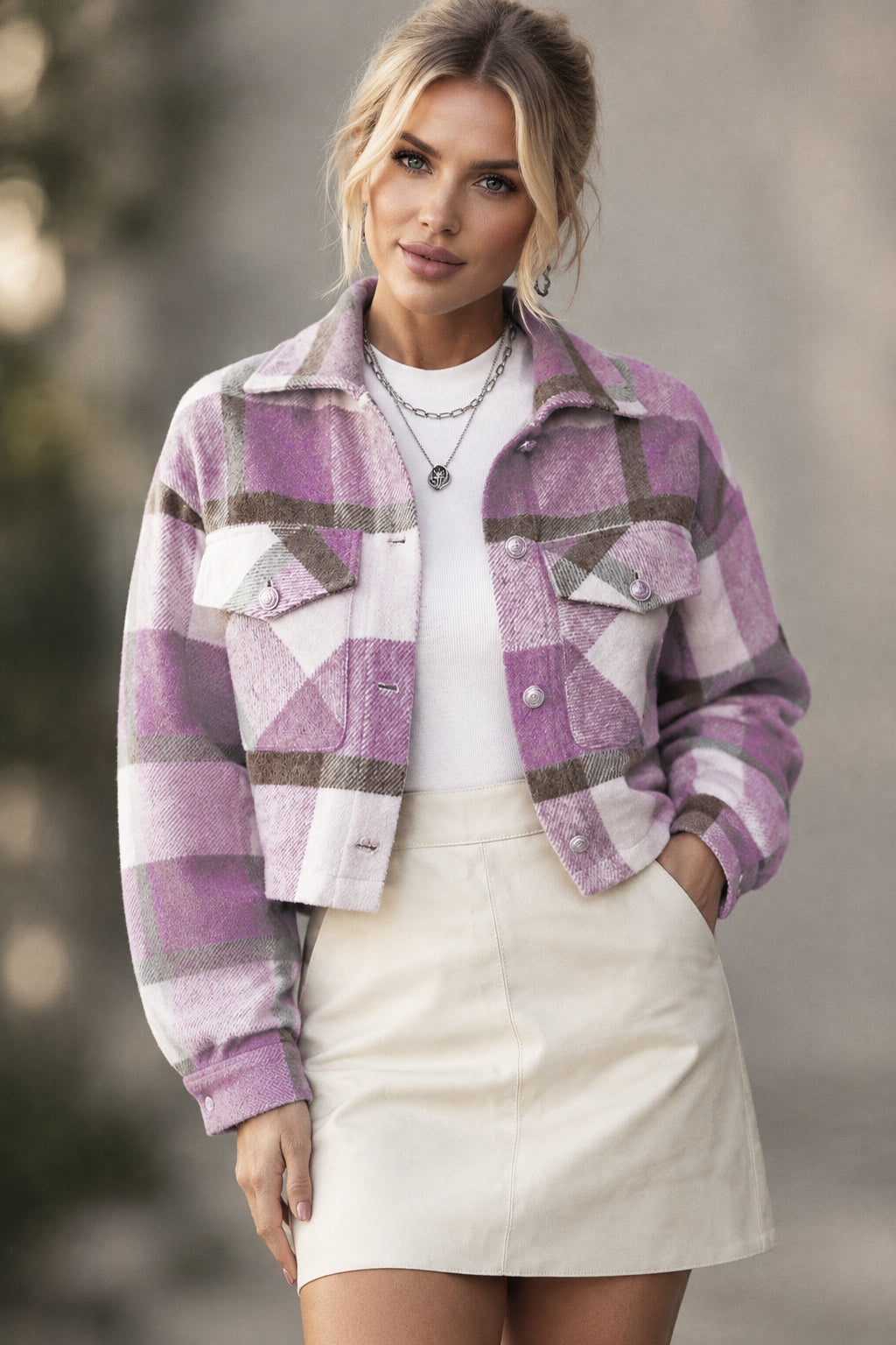 Fall Winter Lapels Single Breasted Shacket Office Women Clothing Woolen Short Coat
