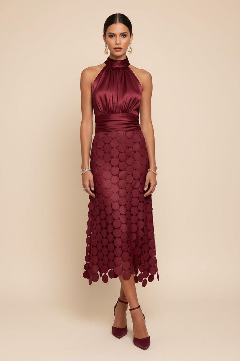 Satin Ruched Midi Dress
