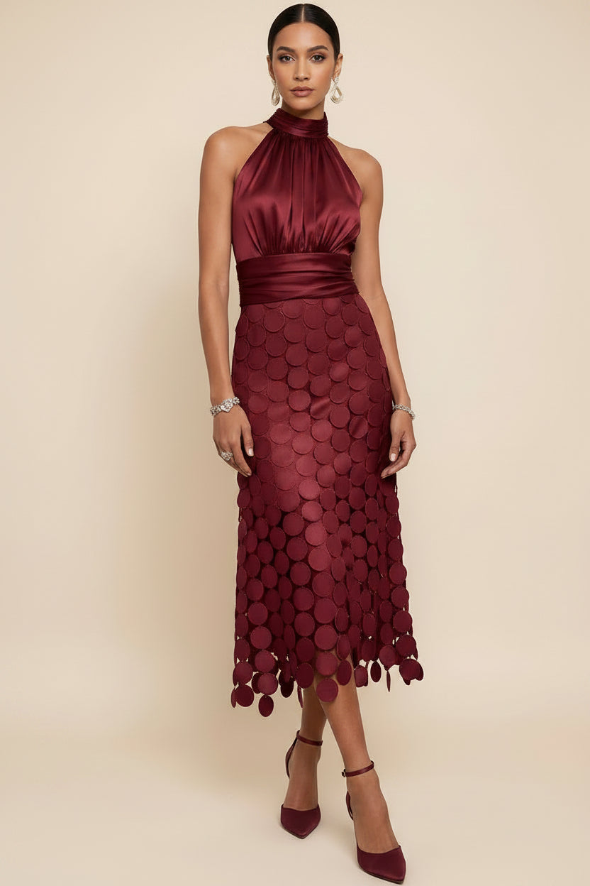 Satin Ruched Midi Dress
