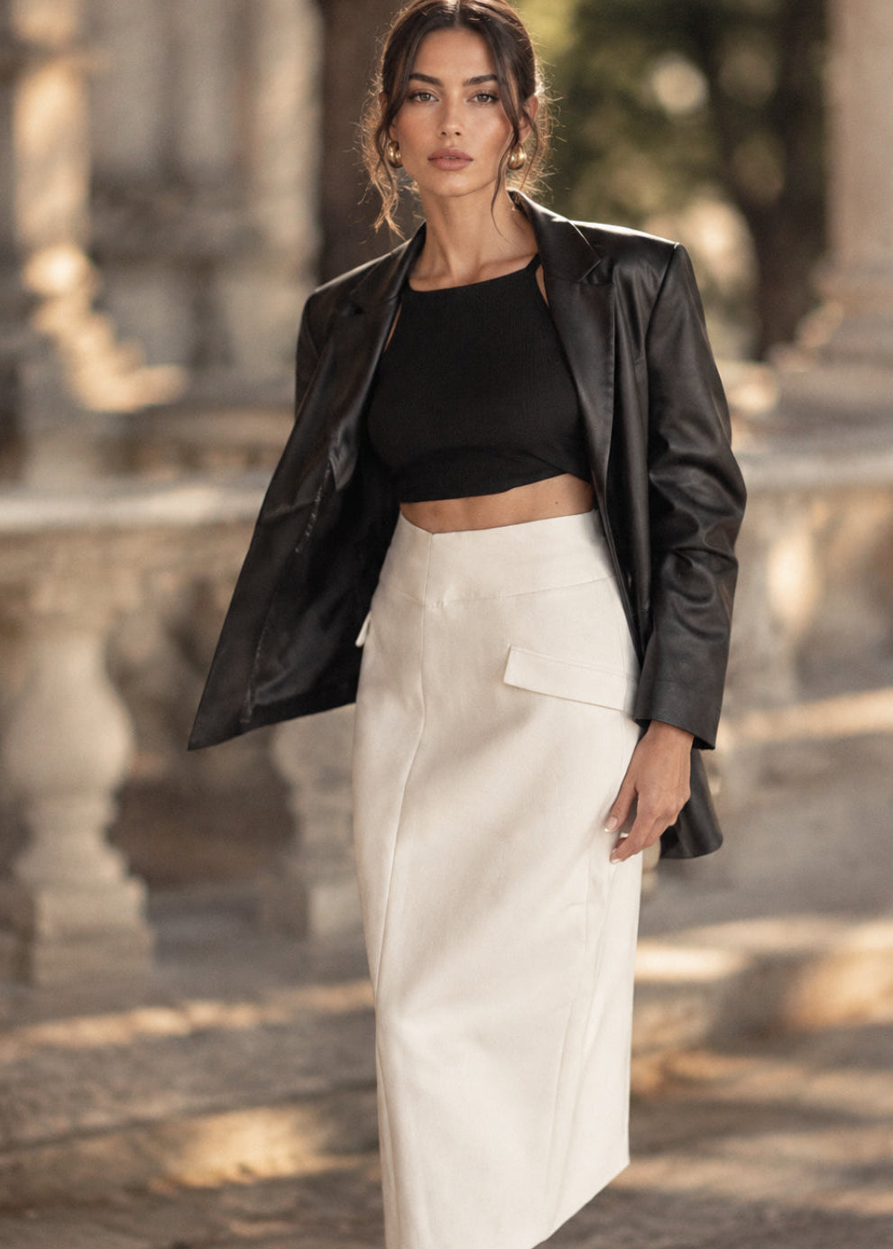 Retro Easy Matching Design Straight Skirt Women High Waist Slimming Spring Long A line Skirt