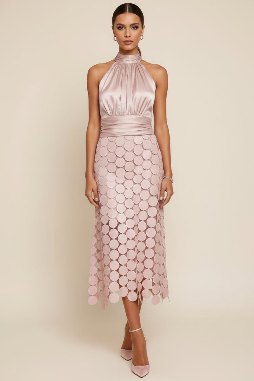 Satin Ruched Midi Dress