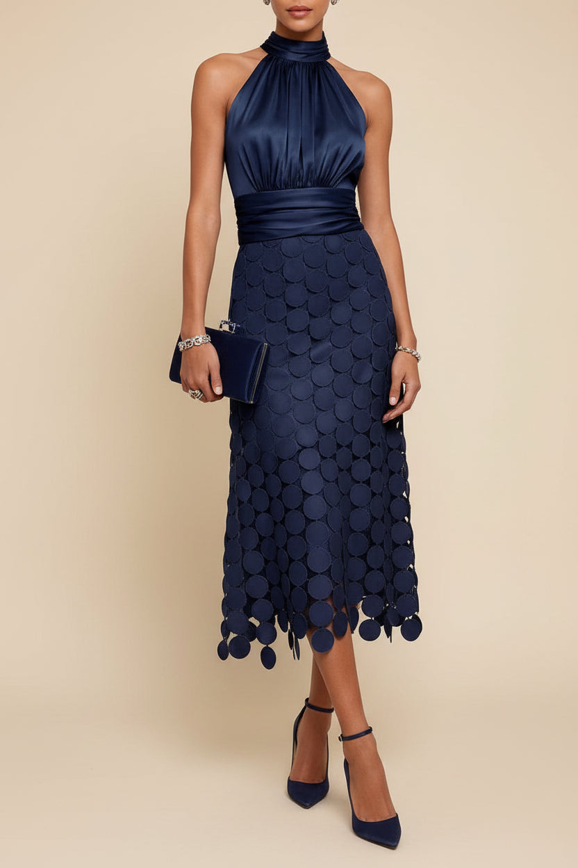 Satin Ruched Midi Dress