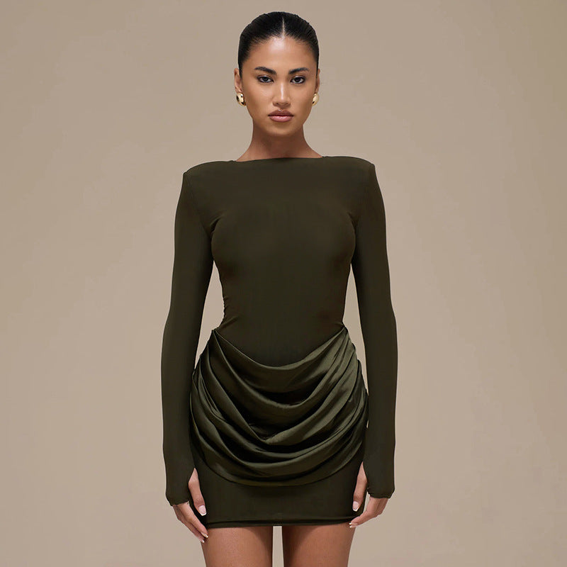 Elegant Pleated Bodycon Short Dress
